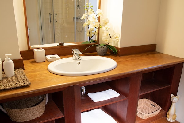 Foto van Huis van een parfumeur uit de 18e eeuw, verwarmd zwembad en uitzicht - BathRoom