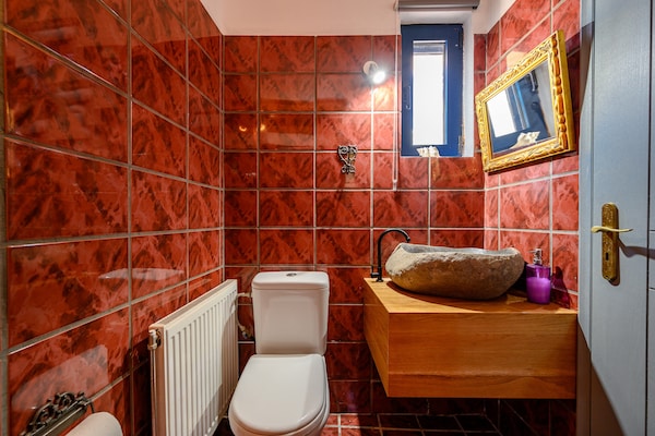 Foto van Villa op Kreta met privézwembad en bergzicht - Vakantiehuis in Lampini - BathRoom